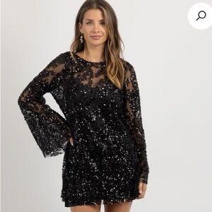 NWT - Black sequins, mini dress size medium Mable brand sold by Anthropologie